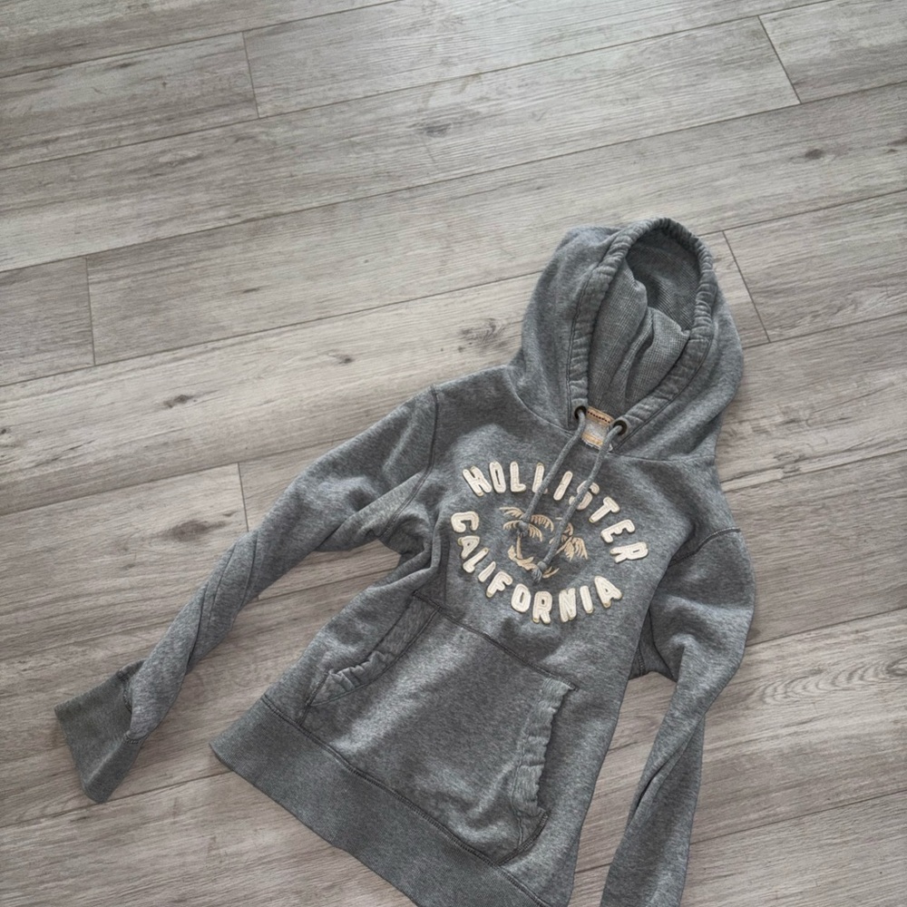Hollister Grey Pullover Hoodie with Logo